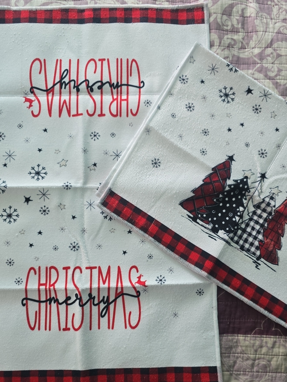 2 Merry Christmas Holiday Tea Towels -15x23in New - Picture 4 of 5